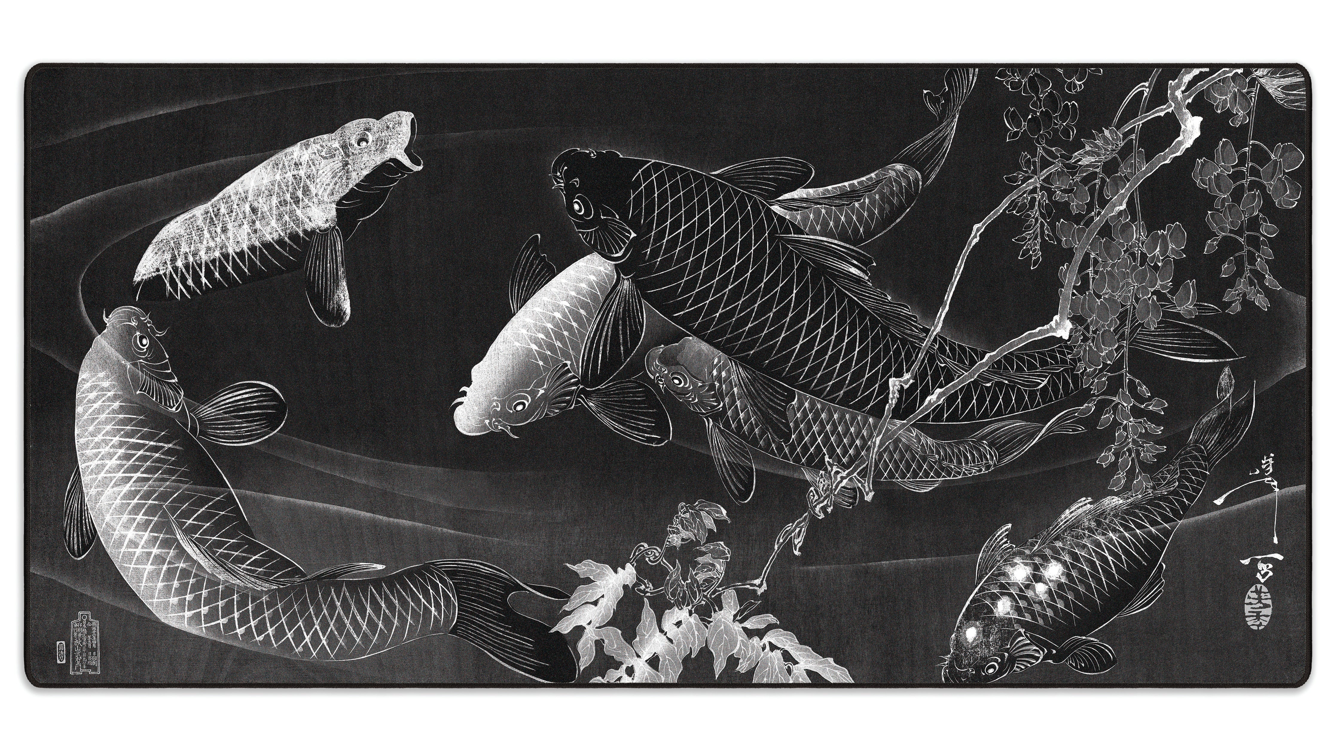 Carp with Wisteria, by Yoshitoshi - The Mousepad Company