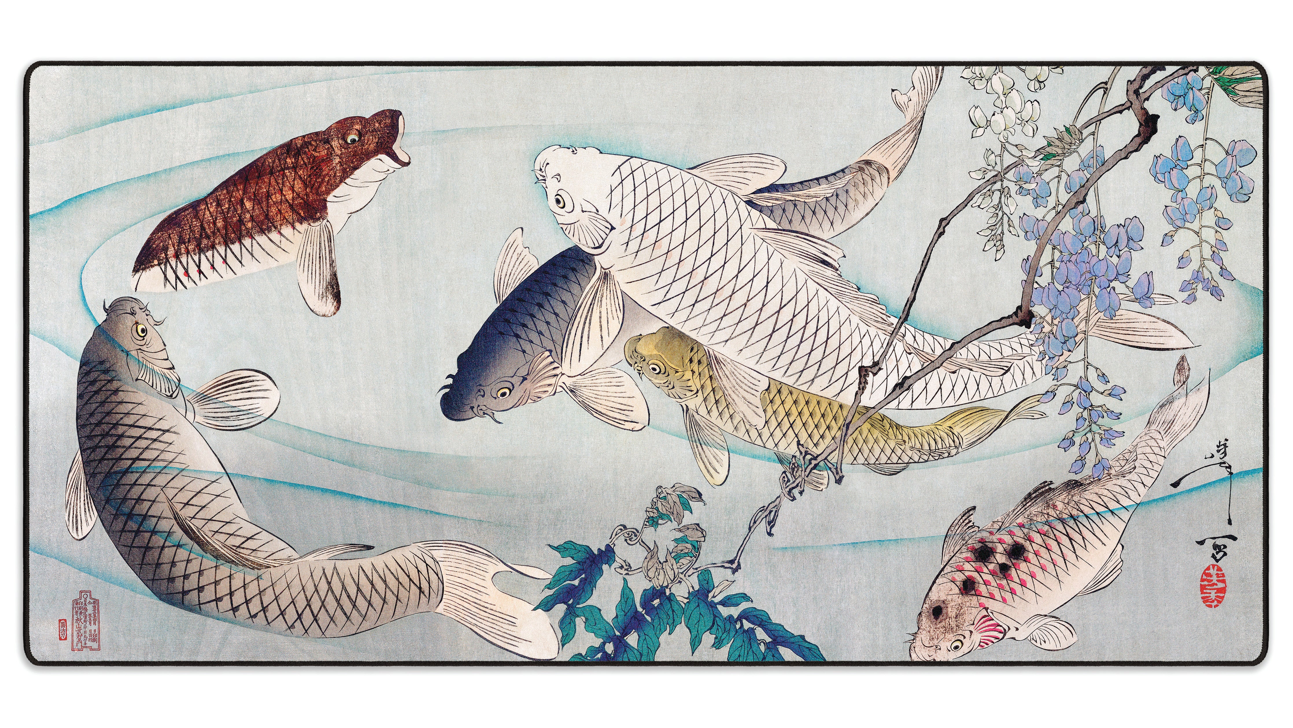 Carp with Wisteria, by Yoshitoshi - The Mousepad Company